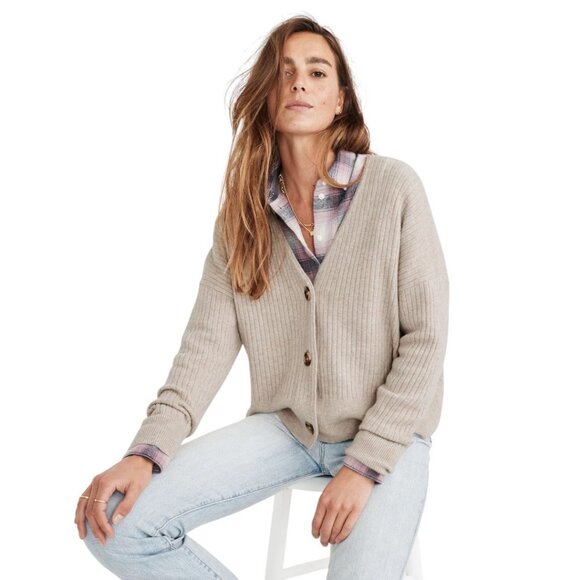 Madewell Cameron Ribbed Cardigan Wool Alpaca Blend V-Neck Knit Sweater Size XS - Picture 1 of 7